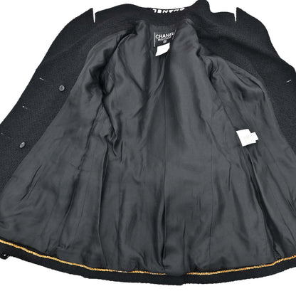 Chanel 1995 Setup Suit Jacket Skirt Tweed Black #38