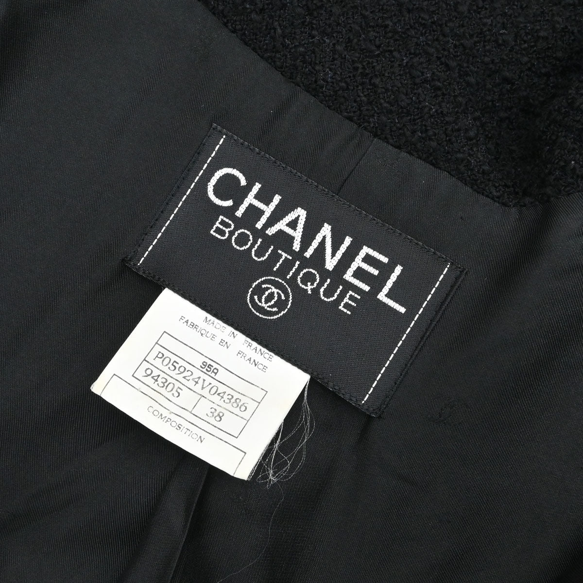 Chanel 1995 Setup Suit Jacket Skirt Tweed Black #38