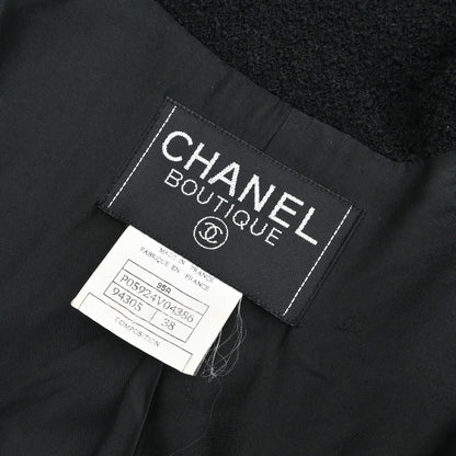 Chanel 1995 Setup Suit Jacket Skirt Tweed Black #38