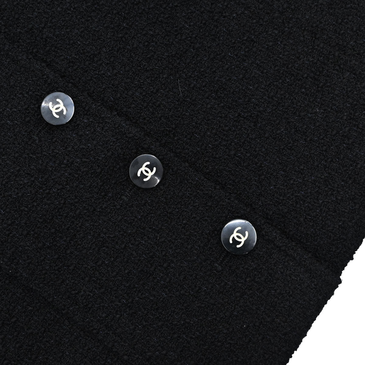 Chanel 1995 Setup Suit Jacket Skirt Tweed Black #38
