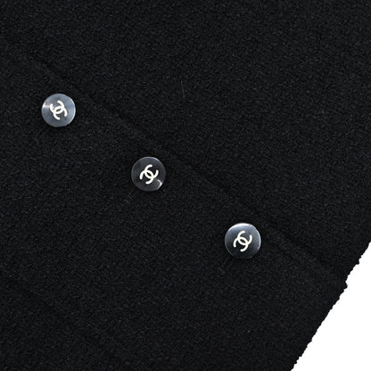 Chanel 1995 Setup Suit Jacket Skirt Tweed Black #38