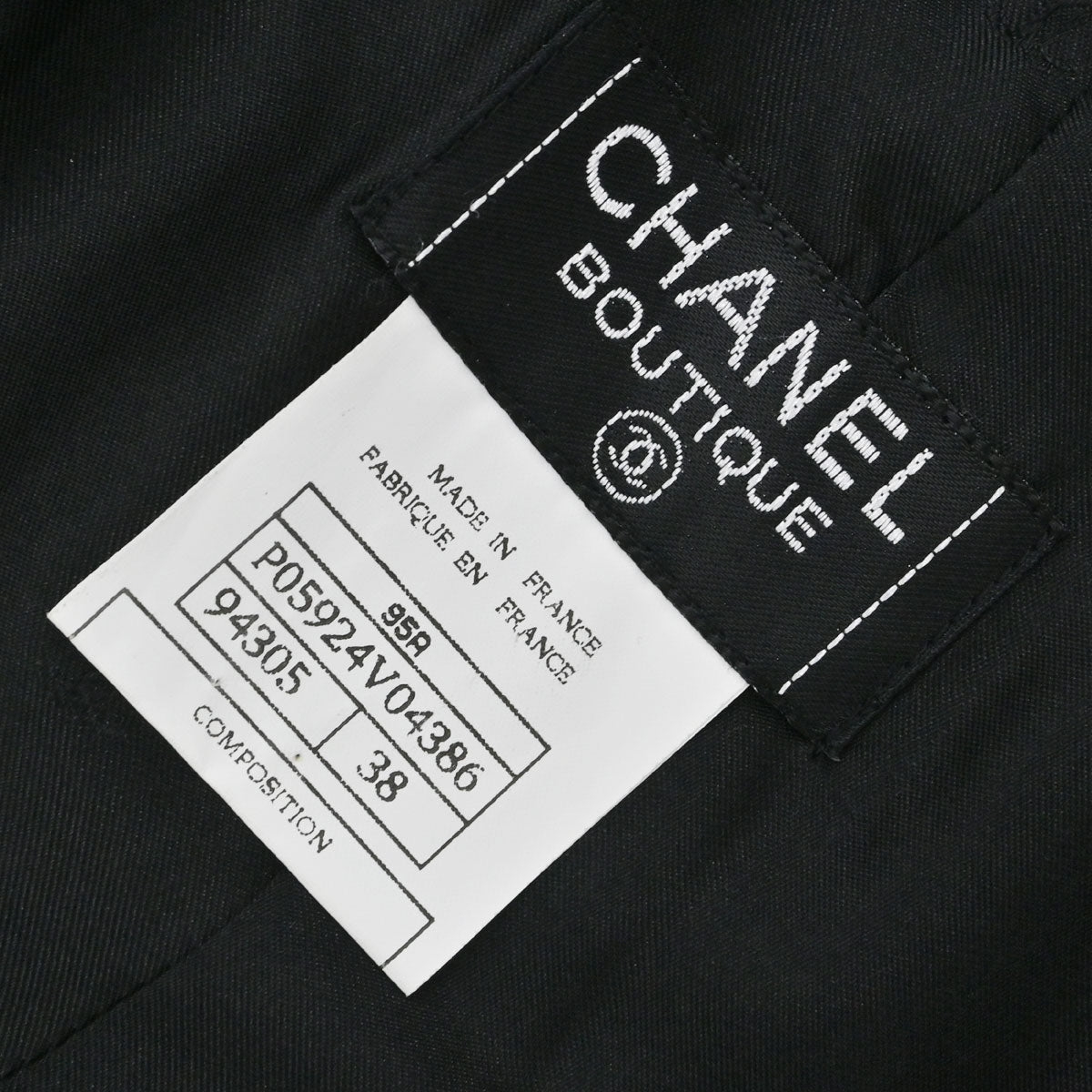 Chanel 1995 Setup Suit Jacket Skirt Tweed Black #38