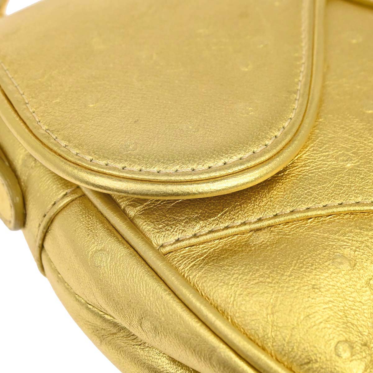 Christian Dior * Gold Ostrich Saddle Handbag