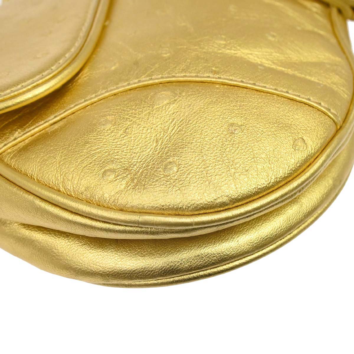 Christian Dior * Gold Ostrich Saddle Handbag