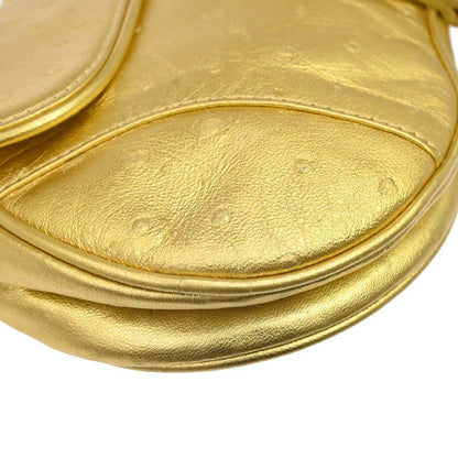 Christian Dior * Gold Ostrich Saddle Handbag