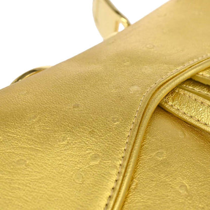 Christian Dior * Gold Ostrich Saddle Handbag