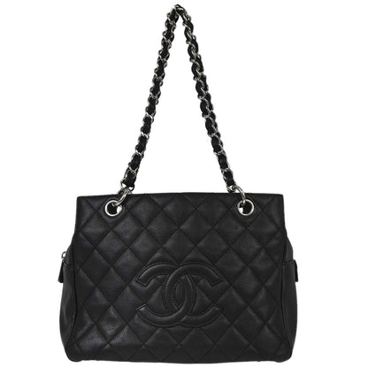 Chanel Black Caviar Skin Petite Timeless Tote PTT Chain Handbag