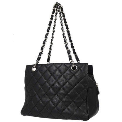Chanel Black Caviar Skin Petite Timeless Tote PTT Chain Handbag