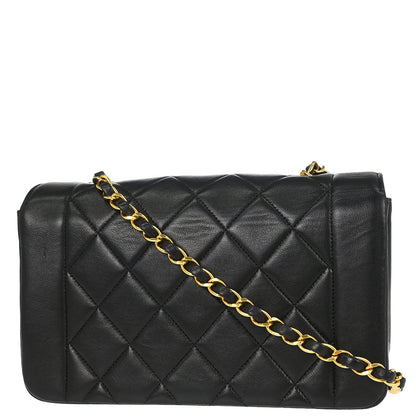 Chanel 1991-1994 Black Lambskin Small Diana Shoulder Bag