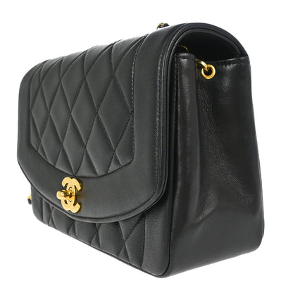 Chanel 1991-1994 Black Lambskin Small Diana Shoulder Bag