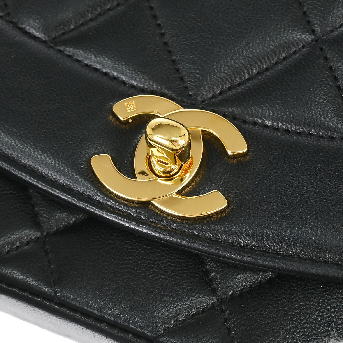 Chanel 1991-1994 Black Lambskin Small Diana Shoulder Bag