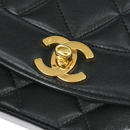 Chanel 1991-1994 Black Lambskin Small Diana Shoulder Bag