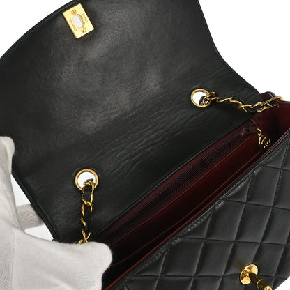 Chanel 1991-1994 Black Lambskin Small Diana Shoulder Bag