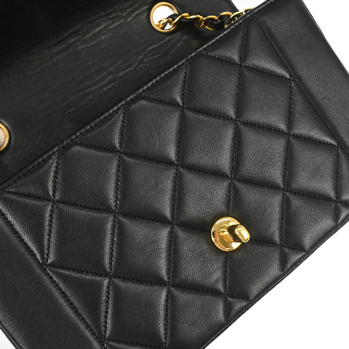 Chanel 1991-1994 Black Lambskin Small Diana Shoulder Bag