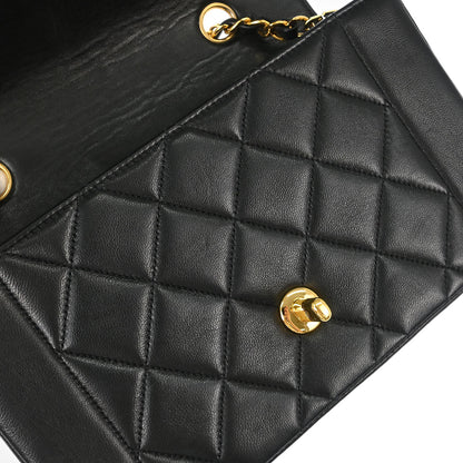 Chanel 1991-1994 Black Lambskin Small Diana Shoulder Bag