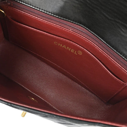 Chanel 1991-1994 Black Lambskin Small Diana Shoulder Bag
