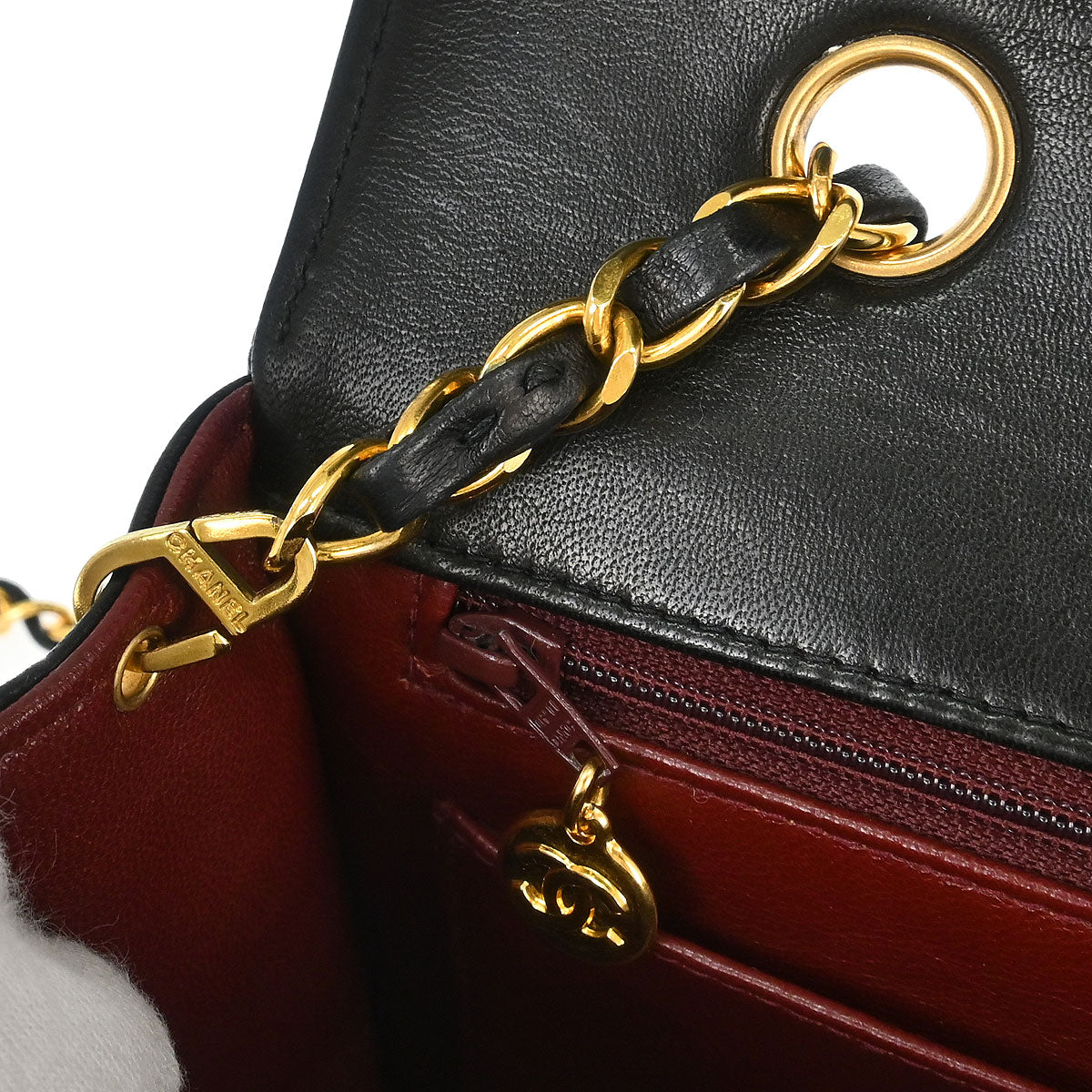 Chanel 1991-1994 Black Lambskin Small Diana Shoulder Bag