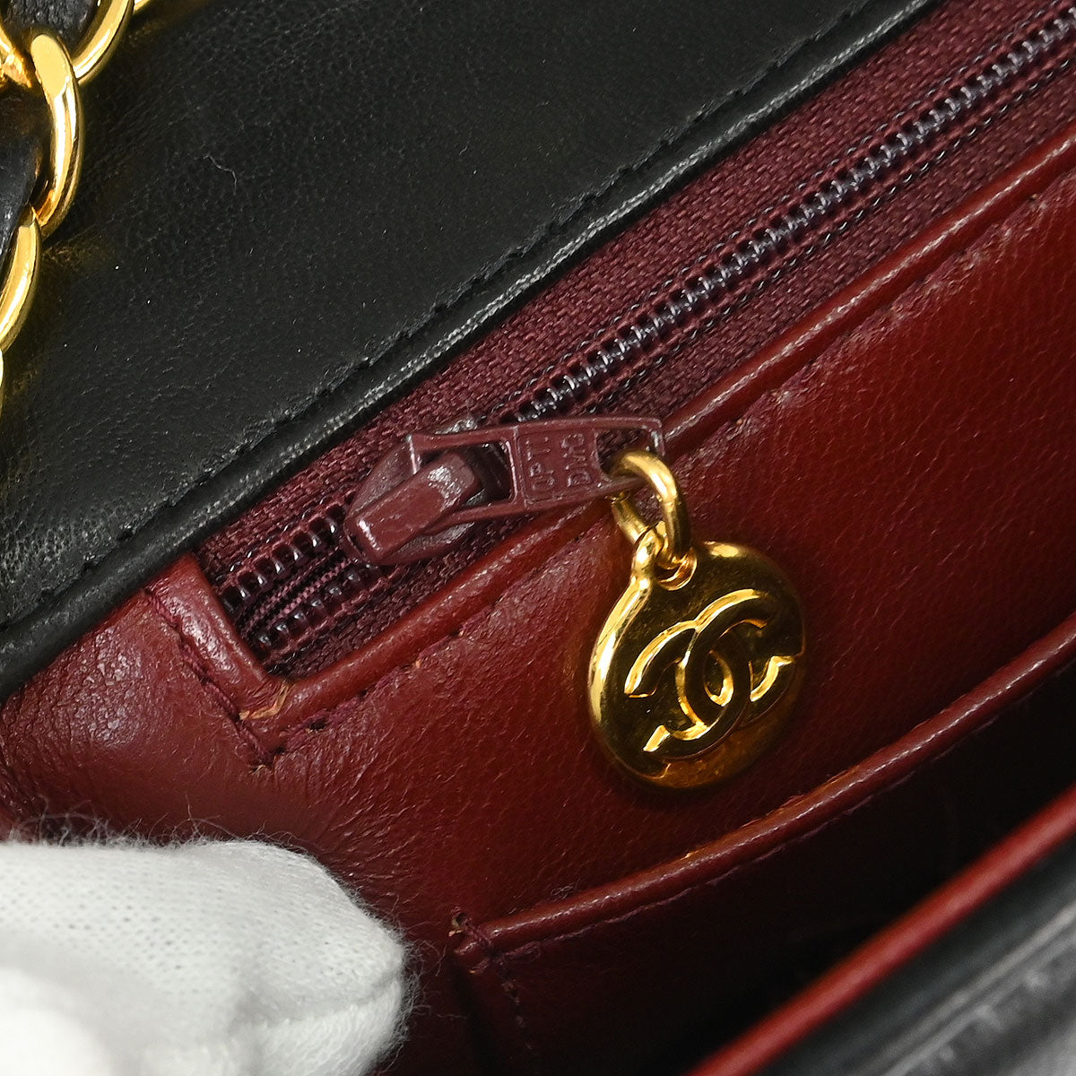 Chanel 1991-1994 Black Lambskin Small Diana Shoulder Bag