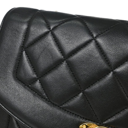 Chanel 1991-1994 Black Lambskin Small Diana Shoulder Bag