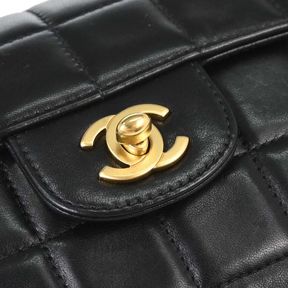 Chanel 2000-2002 Black Lambskin Choco Bar East West Shoulder Bag