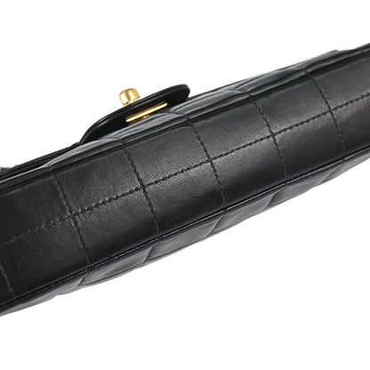 Chanel 2000-2002 Black Lambskin Choco Bar East West Shoulder Bag