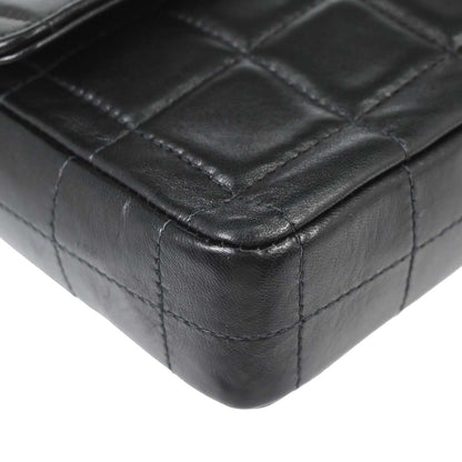 Chanel 2000-2002 Black Lambskin Choco Bar East West Shoulder Bag