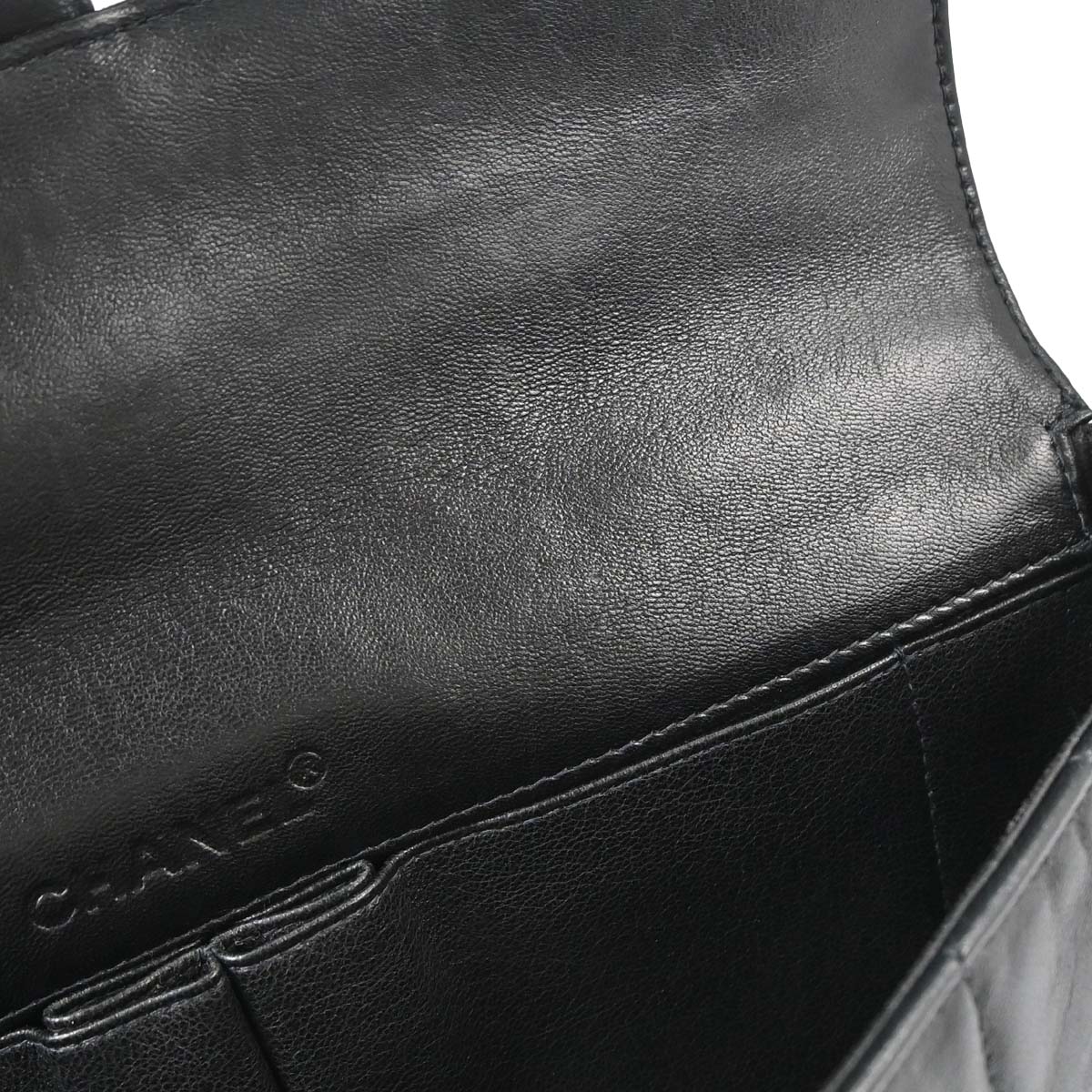 Chanel 2000-2002 Black Lambskin Choco Bar East West Shoulder Bag