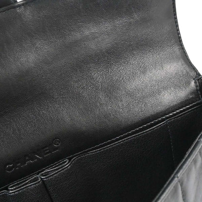 Chanel 2000-2002 Black Lambskin Choco Bar East West Shoulder Bag