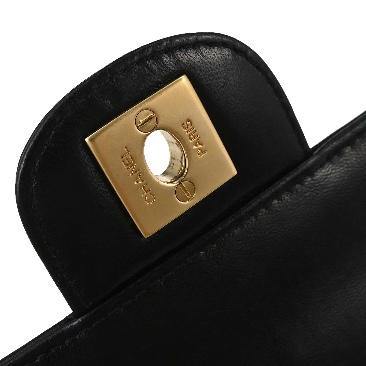 Chanel 2000-2002 Black Lambskin Choco Bar East West Shoulder Bag
