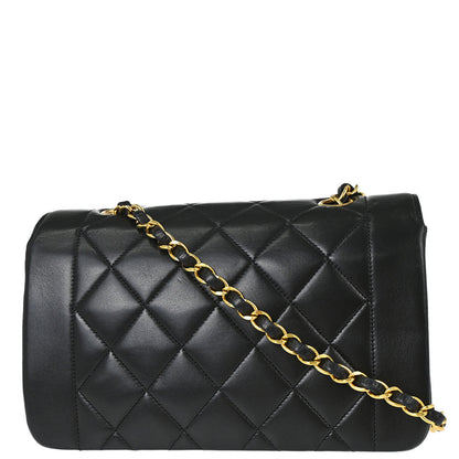 Chanel 1991-1994 Black Lambskin Small Diana Shoulder Bag