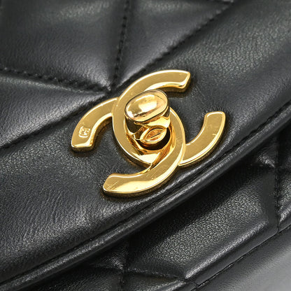Chanel 1991-1994 Black Lambskin Small Diana Shoulder Bag