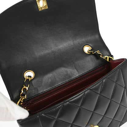 Chanel 1991-1994 Black Lambskin Small Diana Shoulder Bag