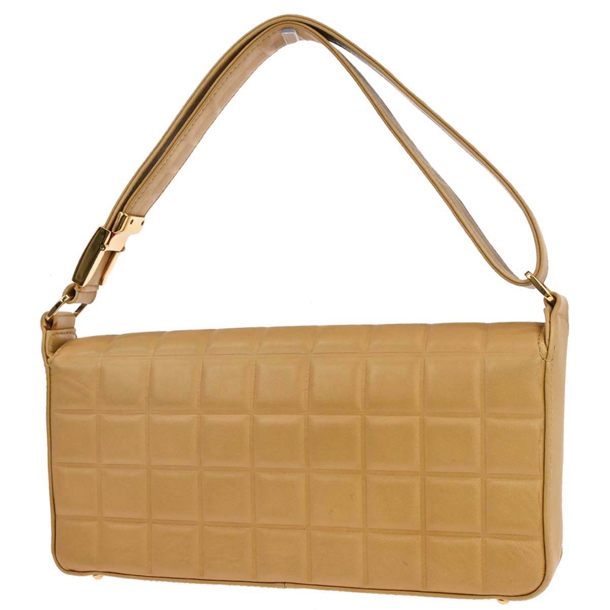 Chanel 2003-2004 Beige Lambskin Choco Bar Shoulder Bag