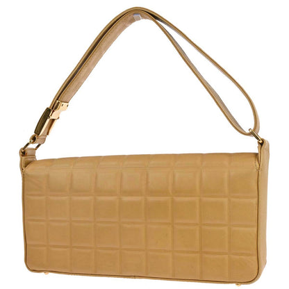 Chanel 2003-2004 Beige Lambskin Choco Bar Shoulder Bag