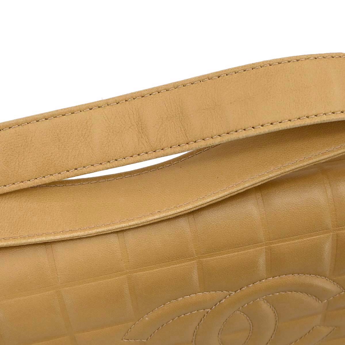 Chanel 2003-2004 Beige Lambskin Choco Bar Shoulder Bag