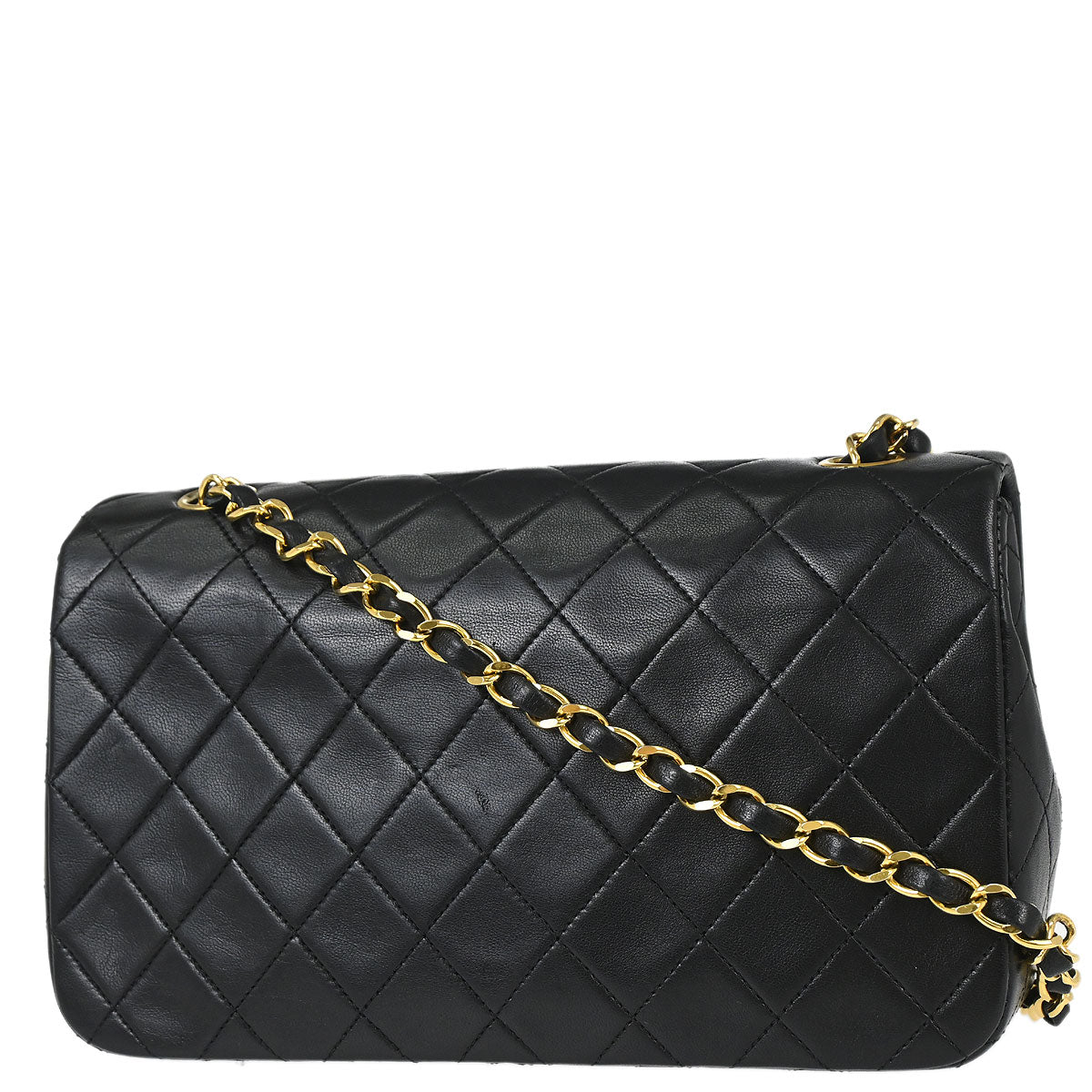 Chanel Black Lambskin Turnlock Small Full Flap Shoulder Bag