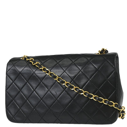 Chanel Black Lambskin Turnlock Small Full Flap Shoulder Bag