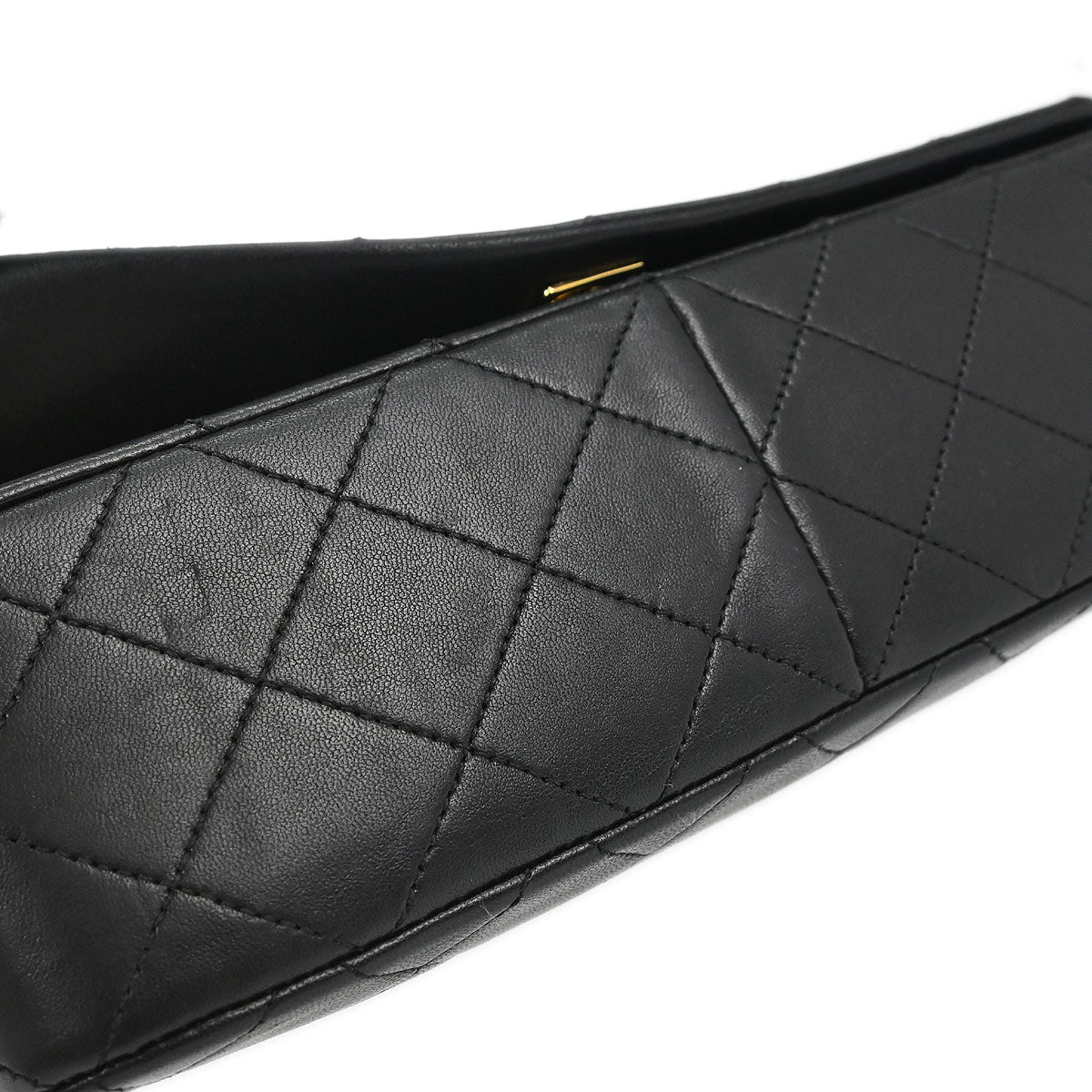 Chanel Black Lambskin Turnlock Small Full Flap Shoulder Bag