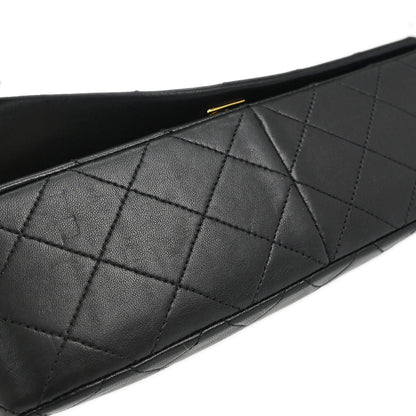 Chanel Black Lambskin Turnlock Small Full Flap Shoulder Bag