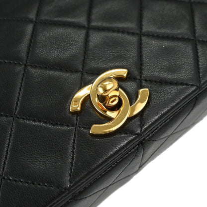 Chanel Black Lambskin Turnlock Small Full Flap Shoulder Bag