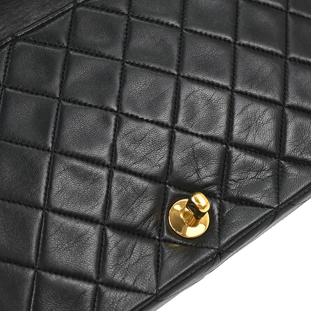Chanel Black Lambskin Turnlock Small Full Flap Shoulder Bag