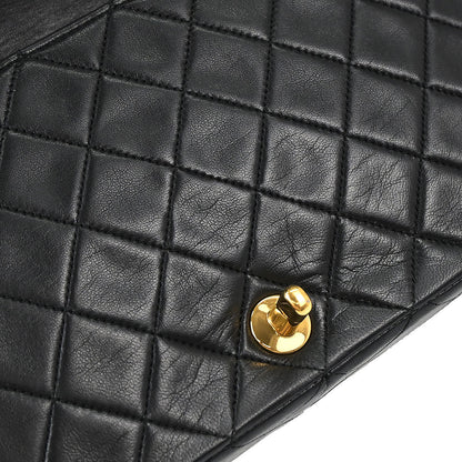 Chanel Black Lambskin Turnlock Small Full Flap Shoulder Bag