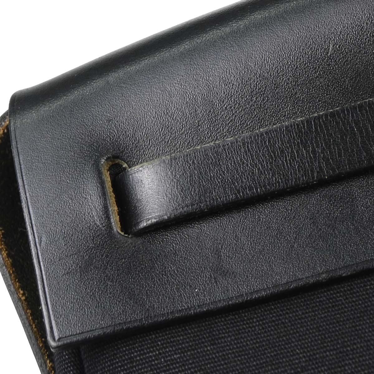 Hermes Black Natural Toile Officier GM Herbag TPM 2 in 1 Shoulder Bag