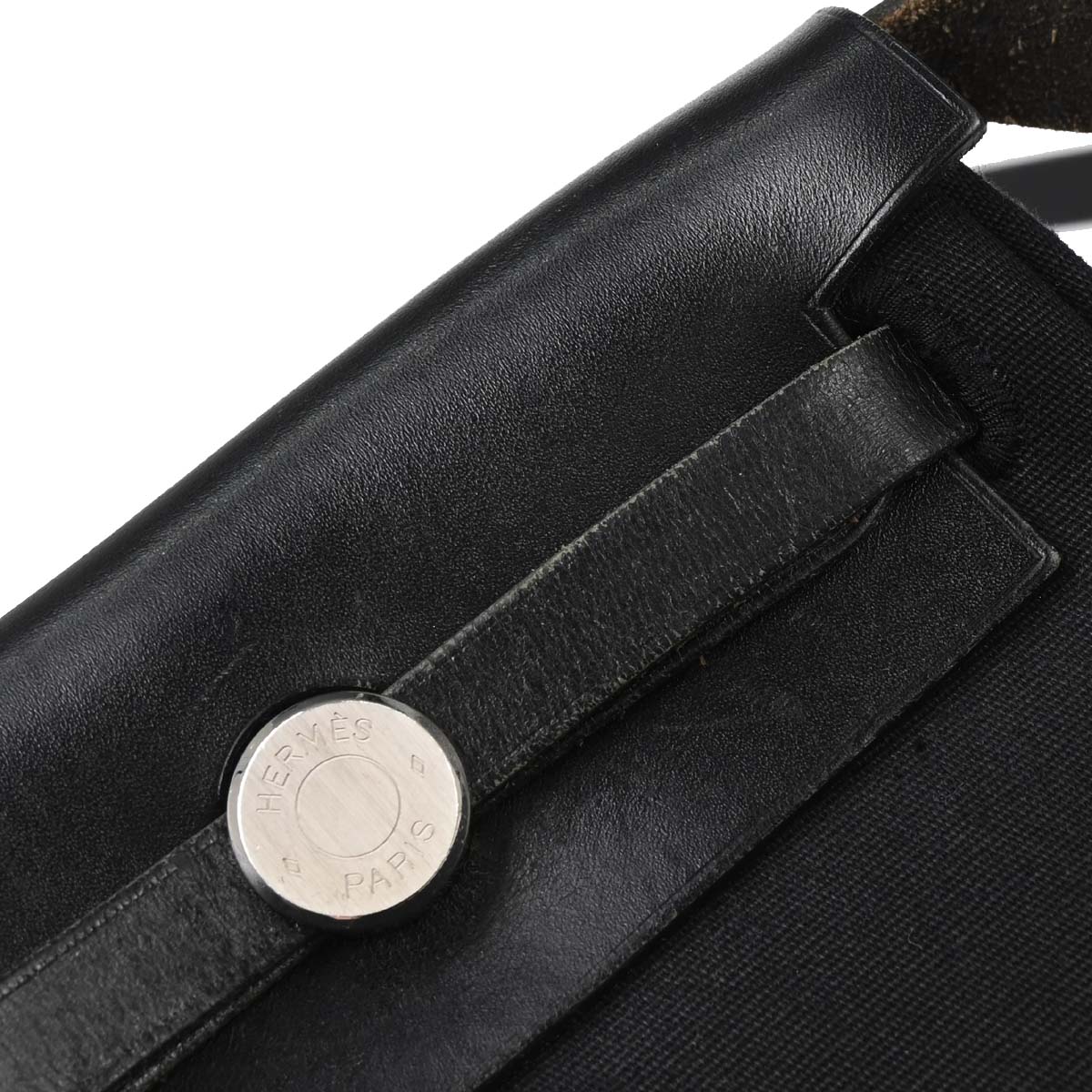 Hermes Black Natural Toile Officier GM Herbag TPM 2 in 1 Shoulder Bag
