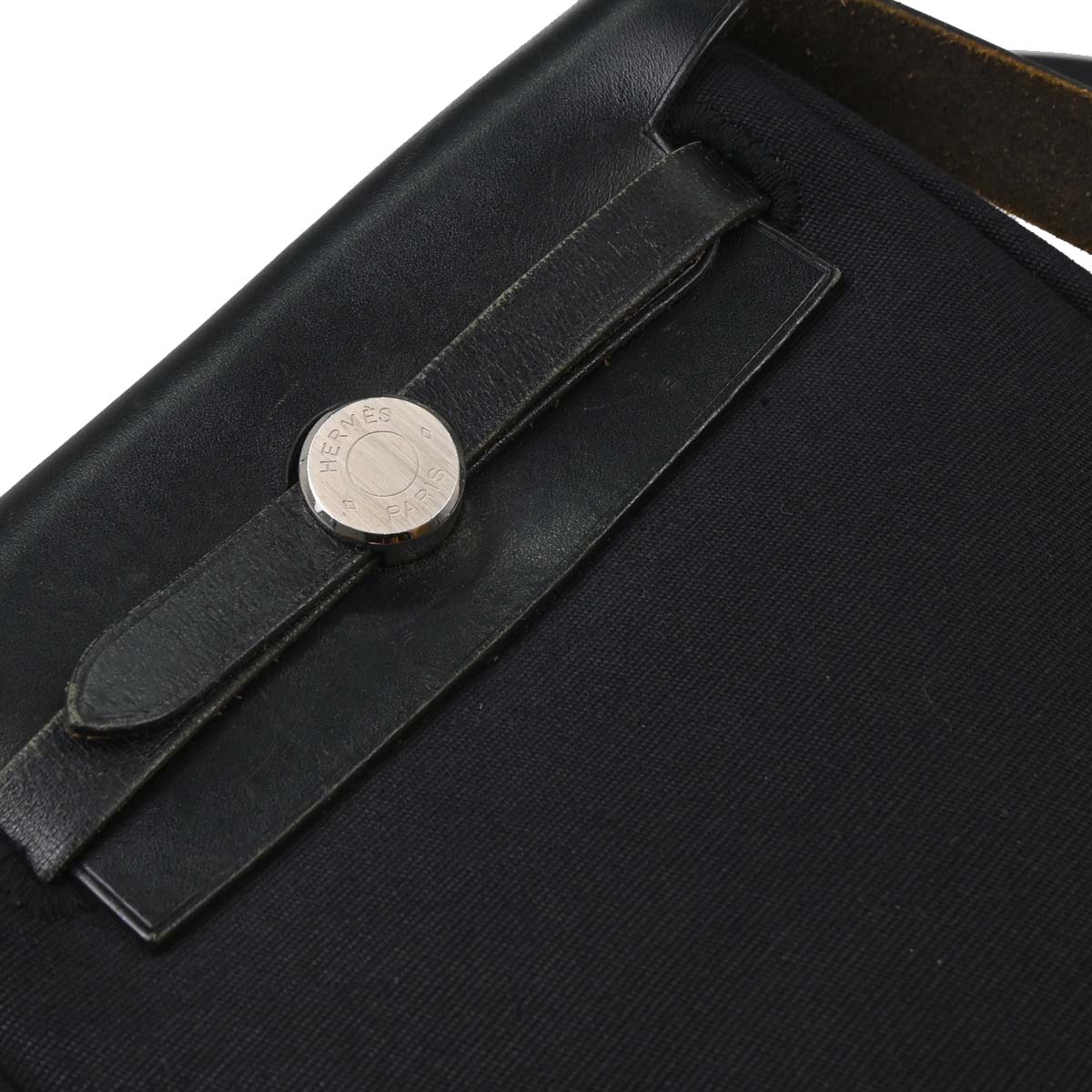 Hermes Black Natural Toile Officier GM Herbag TPM 2 in 1 Shoulder Bag