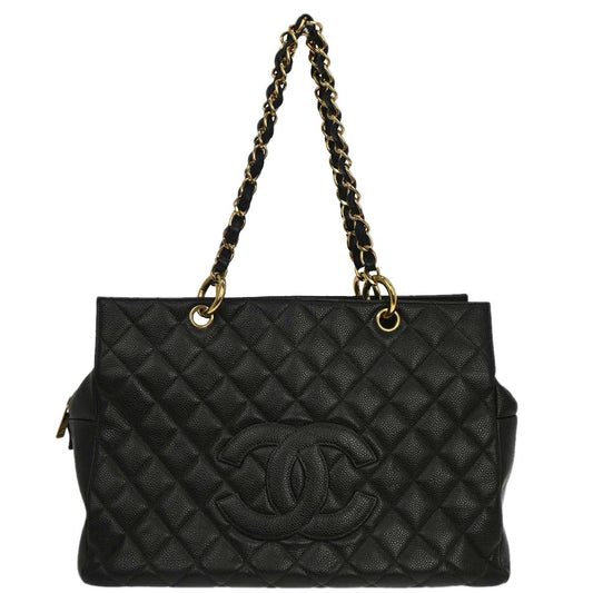 Chanel 2003-2004 Black Caviar Skin Tote Bag