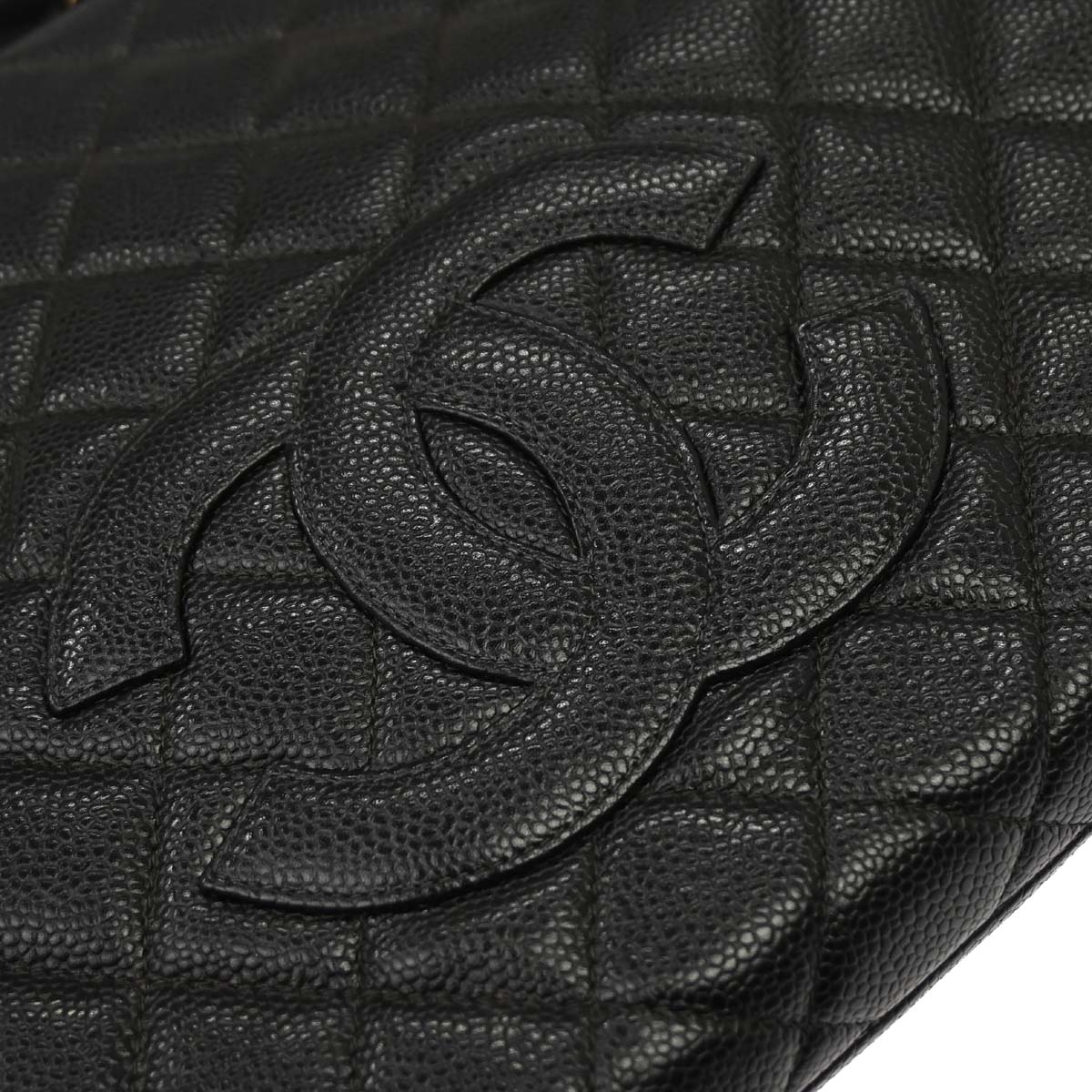 Chanel 2003-2004 Black Caviar Skin Tote Bag