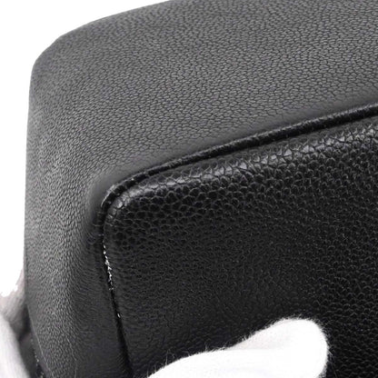 Chanel Black Caviar Skin Tweed Jumbo Classic Double Flap Shoulder Bag