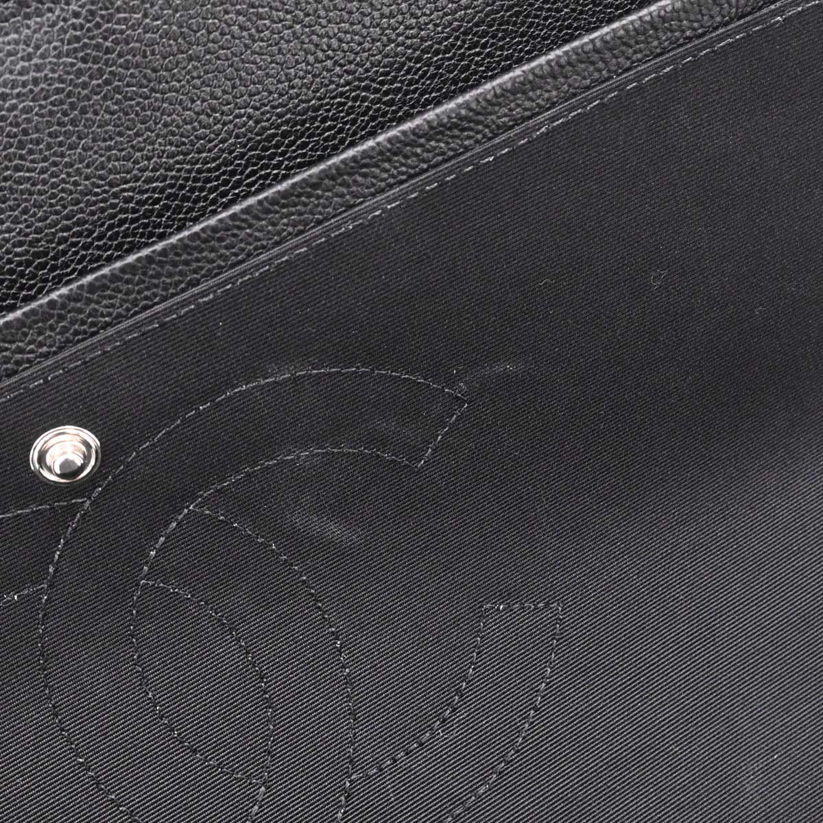 Chanel Black Caviar Skin Tweed Jumbo Classic Double Flap Shoulder Bag