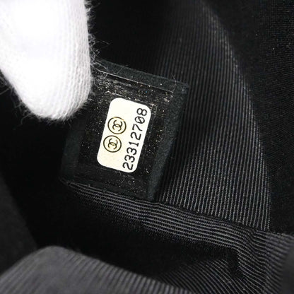 Chanel Black Caviar Skin Tweed Jumbo Classic Double Flap Shoulder Bag